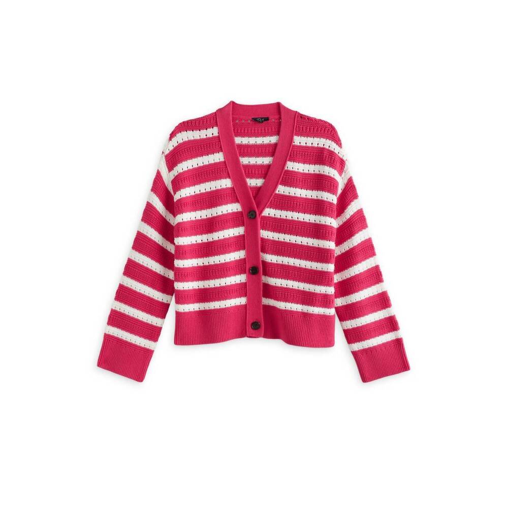 NEW RAILS women's geneva pointelle cardigan in pink stripe